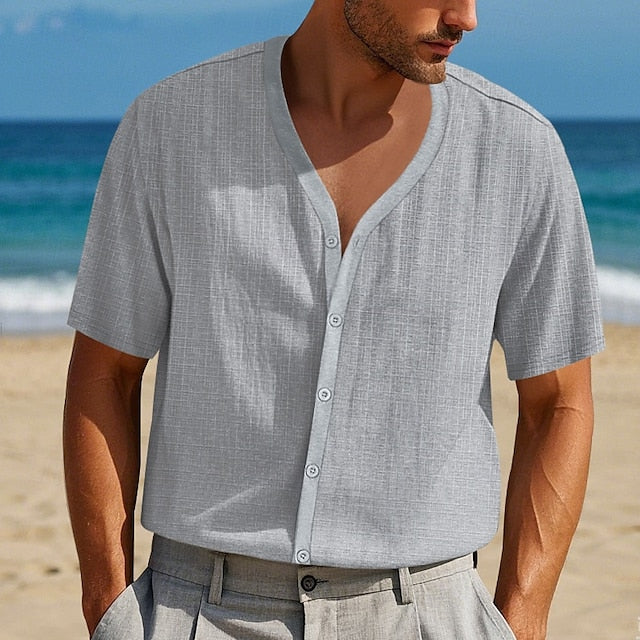 Up Summer Button Casual Beach Shirt Men's