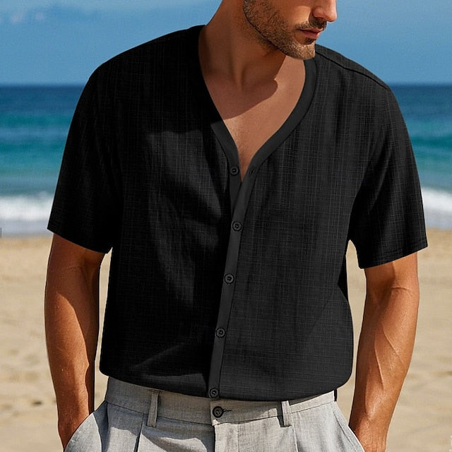 Up Summer Button Casual Beach Shirt Men's