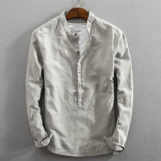 Men's White Cotton Shirt Linen