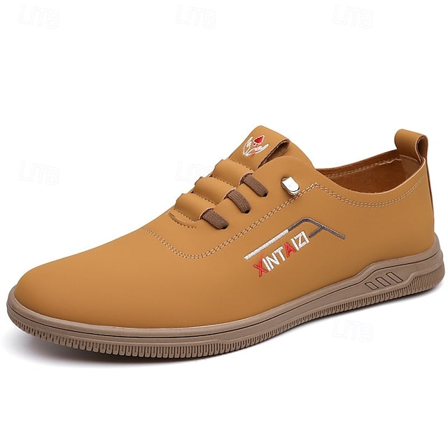 - Men's with Sneakers Shoes Comfortable Lace-Up Tan Casual