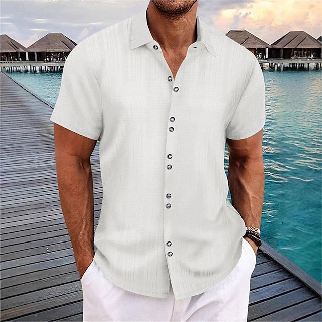Summer Men's Shirt Button Up Beach Casual