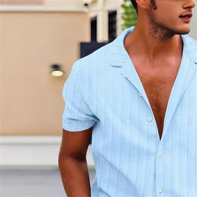 Men's Beach Summer Casual Up Shirt Button