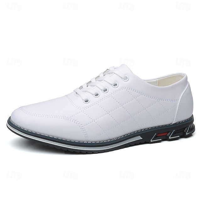 Lace-Up Sneakers Quilted Leather - Stylish Blue Men's Faux