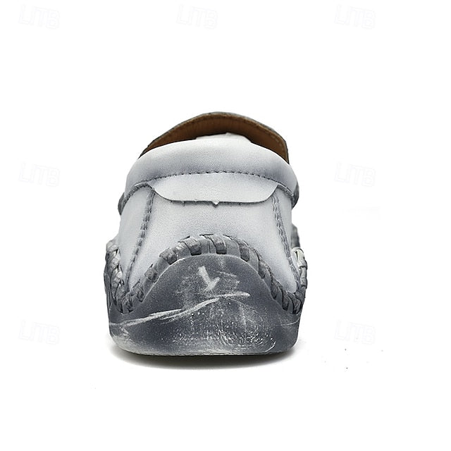 Faux - with Leather Detail Men's White Moccasins Tassel
