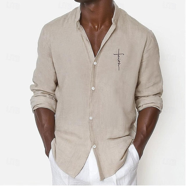 Linen Summer Men's Beach Shirt Hawaiian