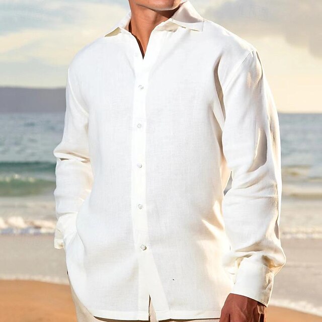 Beach Shirt Men's Up Casual Button Summer