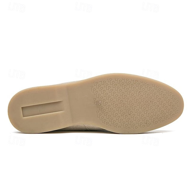 Loafers Slip-On Men's Comfortable Beige – Casual Suede