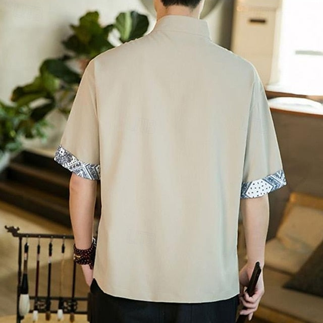 Casual Men's Shirt Cotton Button Up Linen