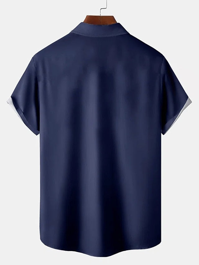 Summer Casual Bowling Shirt Button Men's