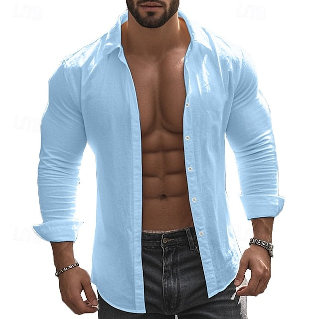 Beach Casual Up Summer Men's Shirt Button