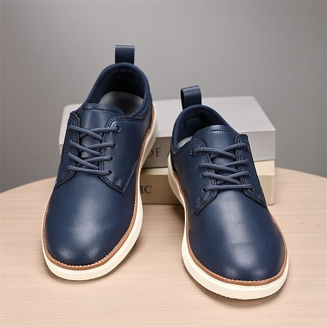 Blue Oxford Lace-Up Leather Shoes Men's – Navy Classic