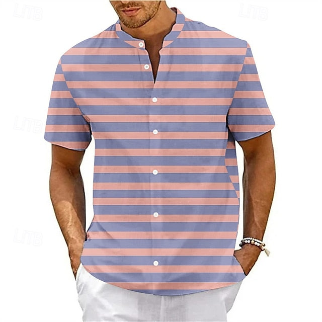 Shirt Beach Up Casual Men's Summer Button