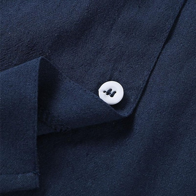 Shirt Men's Cotton Casual Linen White
