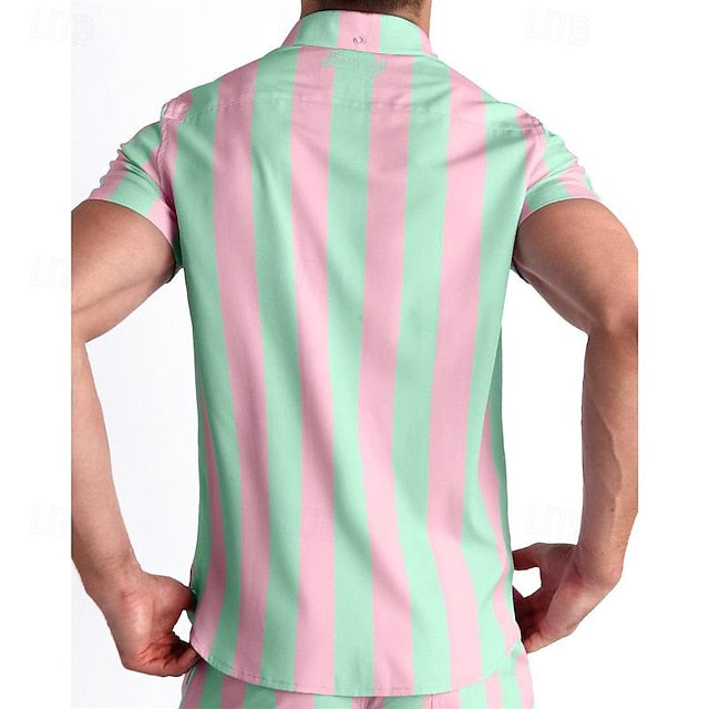 Men's Shirt Summer Button Casual Up Beach