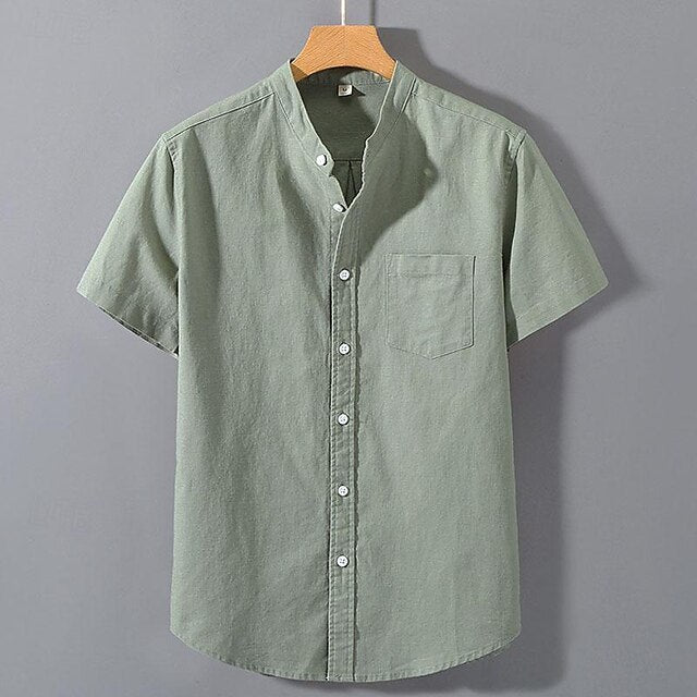 Chinese Linen Cotton Men's White Shirt