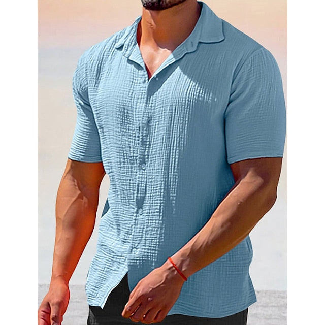 Up Summer Shirt Casual Beach Button Men's