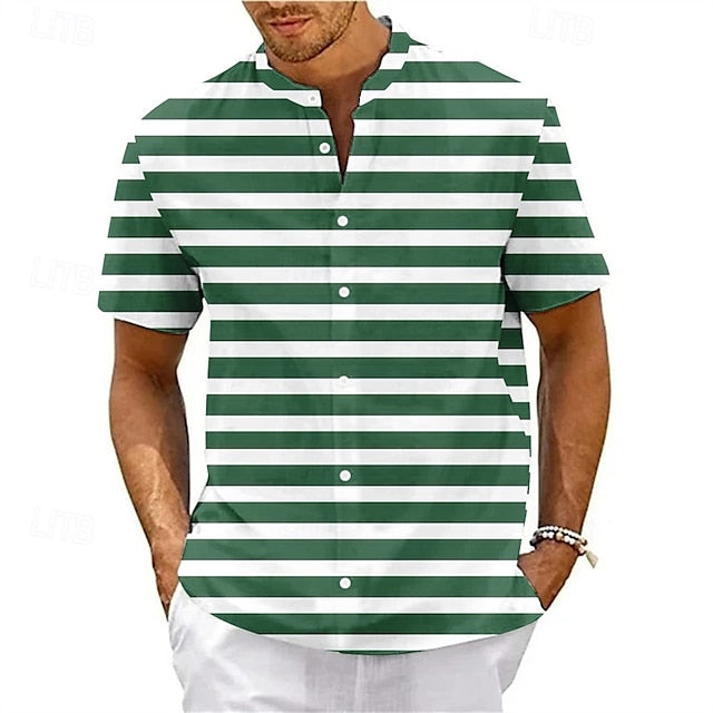Shirt Beach Up Casual Men's Summer Button