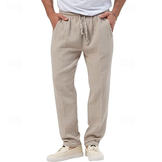 Seersucker Shorts Men's Trousers Beach Pants Casual