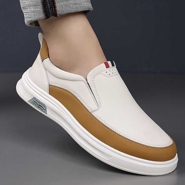 White and Accent with Men's Brown Sneakers Slip-On