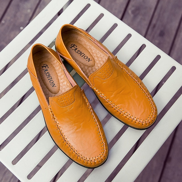 Moccasin Leather Men's Casual Driving – Slip-On Loafers