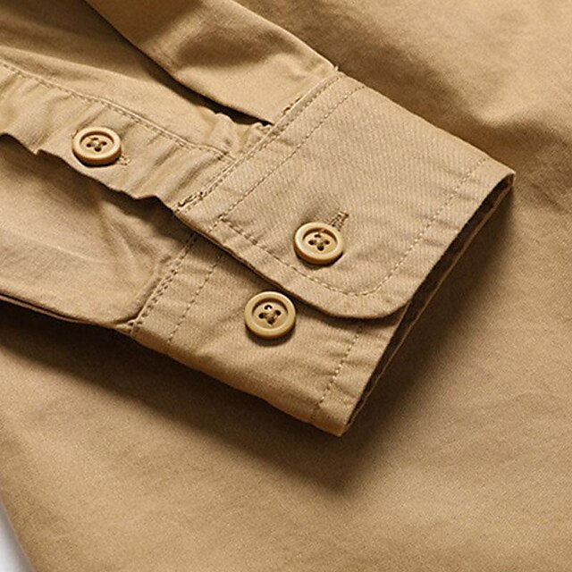 Button Men's Casual Workwear Work Shirts Shirt
