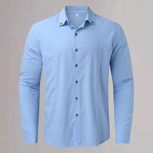 Plain Casual Linen Cotton Shirt Daily Vacation Men's Black