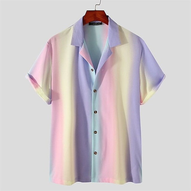 Up Summer Men's Collar Shirt Camp Button