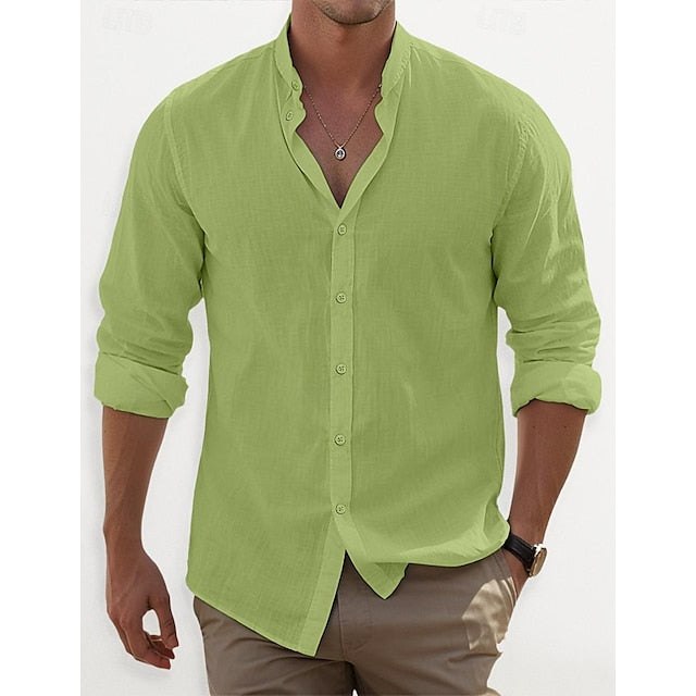 Shirt Band Wear Collar Summer Beach Men's