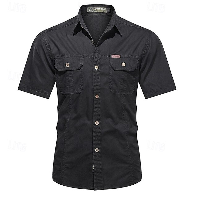 Up Shirt Men's Button Casual Summer Cargo