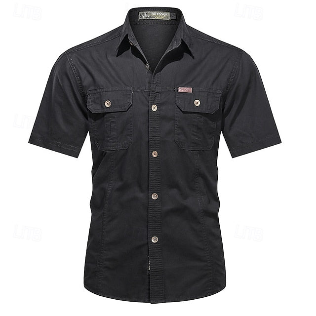 Button Up Cargo Summer Shirt Men's Casual