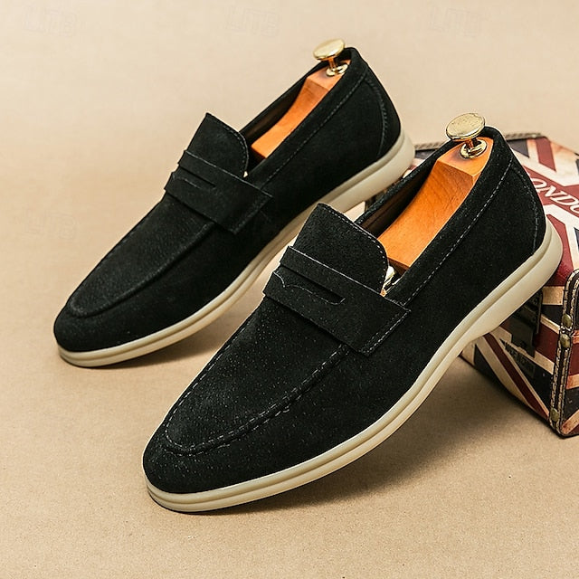 Loafers Slip-On Men's Comfortable Beige – Casual Suede