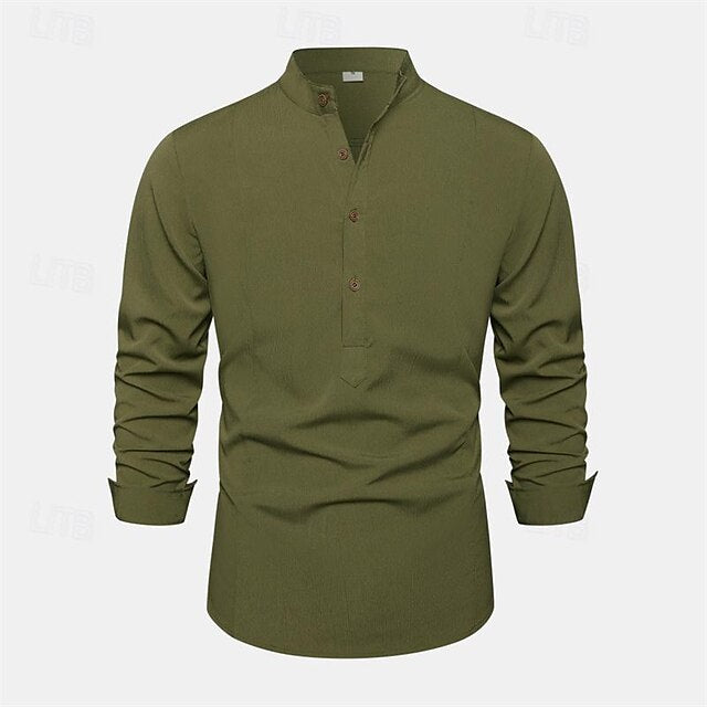 Leaf Plants Shirt Tropical Men's Linen Summer Palm