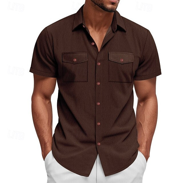 Men's Button Beach Casual Summer Up Shirt