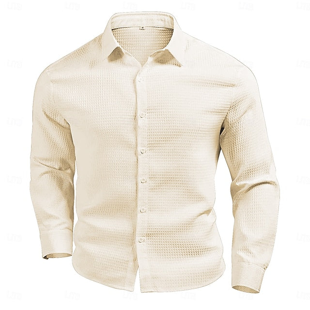 Men's Summer Knit Casual Shirt Waffle