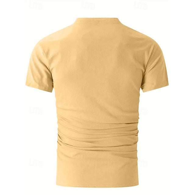 Shirt Summer Band Linen Collar Men's