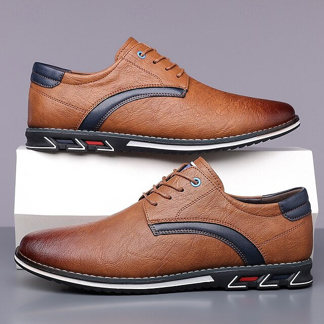 Shoes Everyday Men's Casual – Brown Lace-Up Comfortable