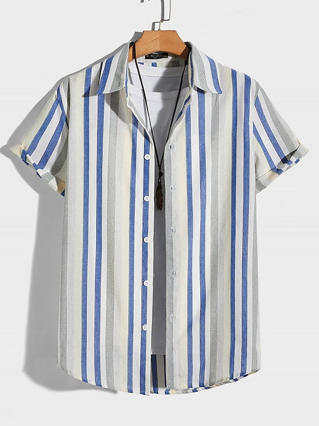 Up Casual Summer Shirt Button Men's