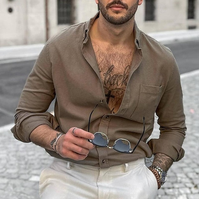 Button Shirt Chambray Summer Men's Jeans