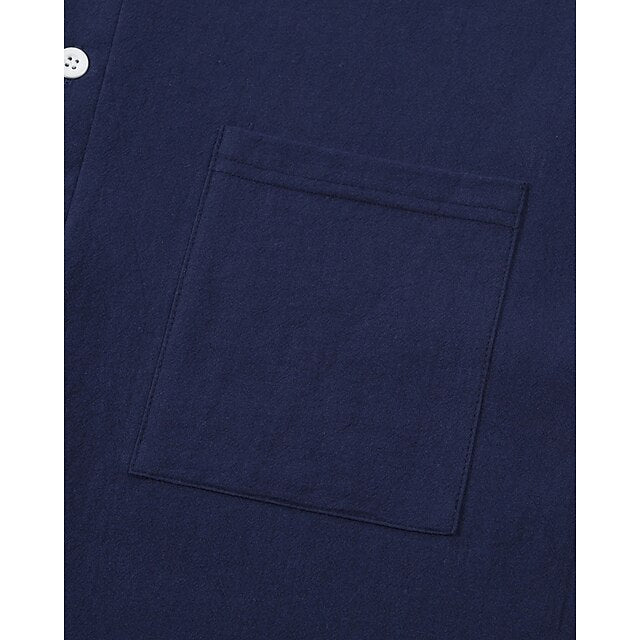 Linen Men's Shirt Casual Popover Cotton