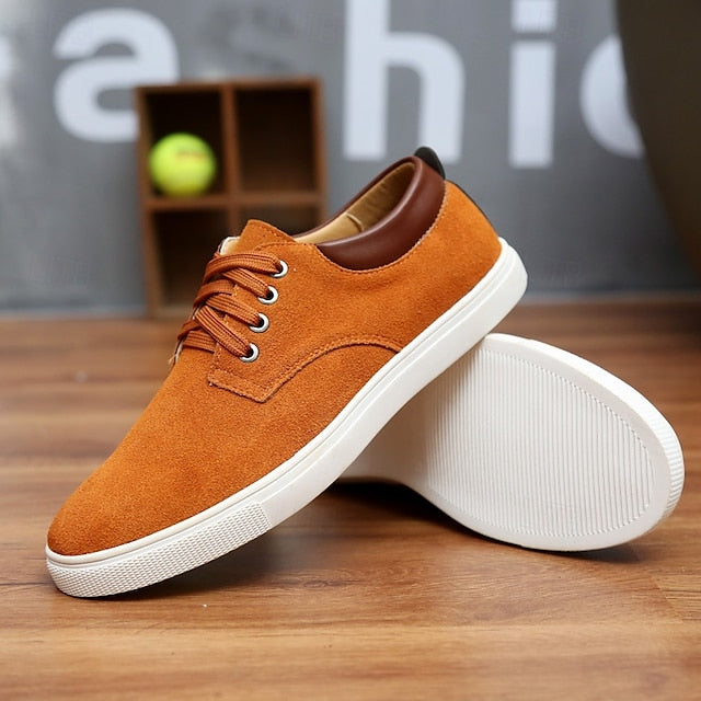Brown Low-Top Men's Casual Suede Retro Lace-Up – Sneakers