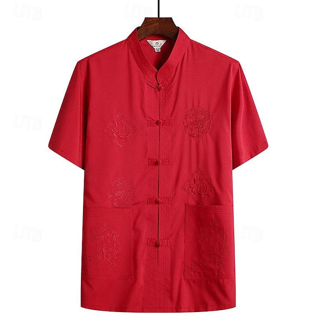Shirt Collar Mandarin Chinese Men's