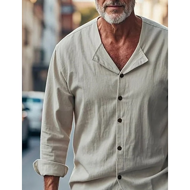 Men's White Cotton Shirt Linen