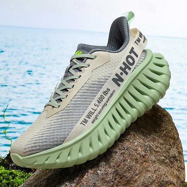 Beige Green and with Light Sneakers Running Men's