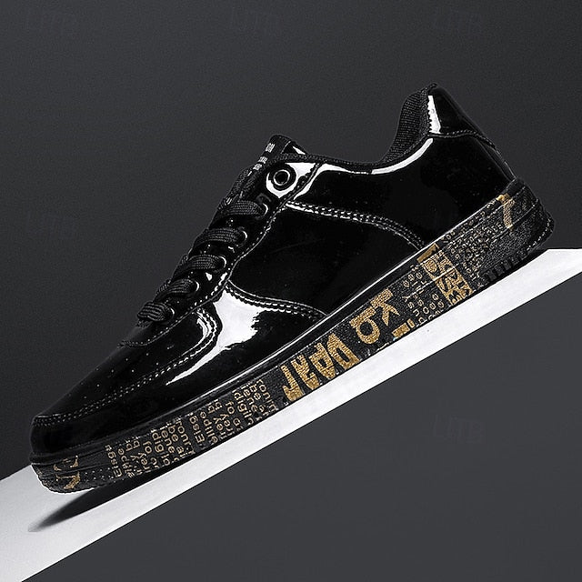 Printed Metallic Gold Sneakers Men's with Sole - Stylish