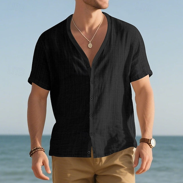 Up Summer Button Casual Beach Shirt Men's