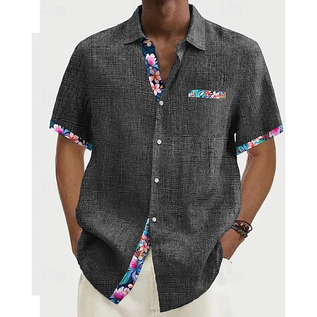 Casual Beach Up Summer Shirt Button Men's