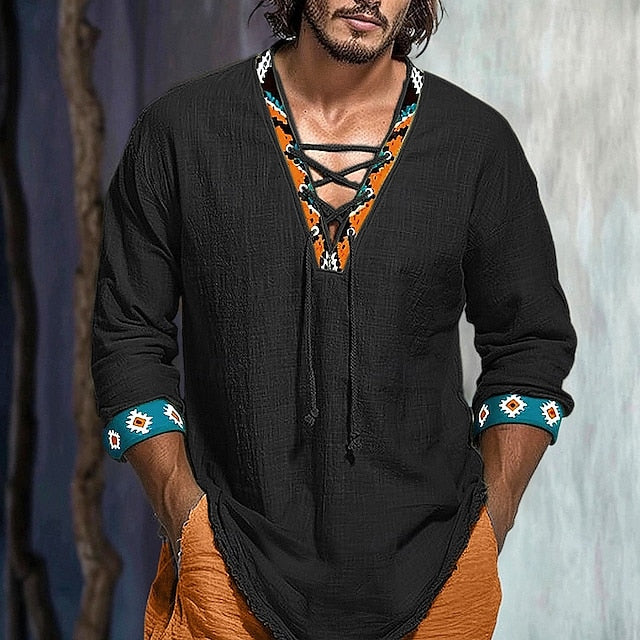Beach Linen Solid Shirt OUKU Summer Men's