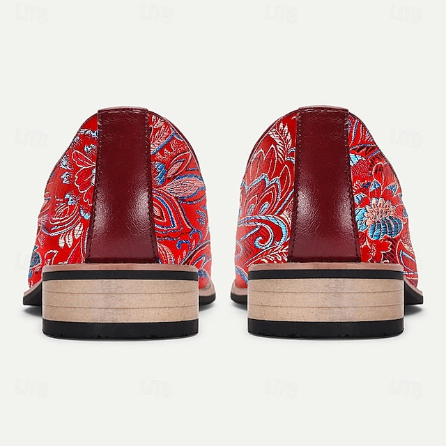 – Floral Casual Loafers Slip-On Men's Tassel Leather