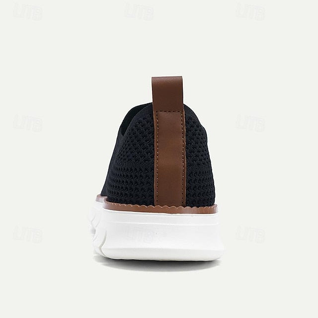 Knit Breathable Sneakers White Slip-On Men's with