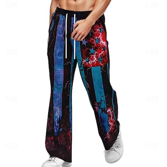 Pants Men's Elastic Casual Baggy Trousers Leg Wide